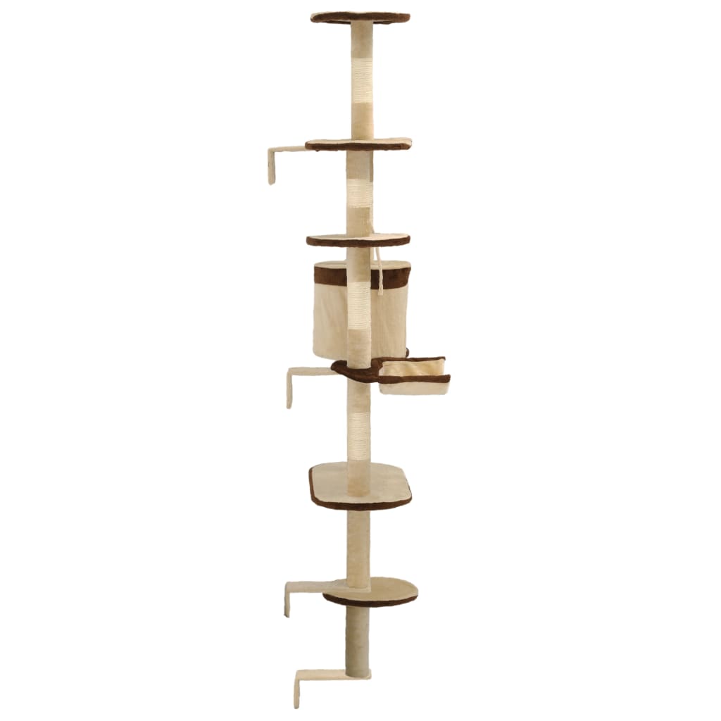 Kattenkrabpaal met krabpalen wandmontage 194 cm beige bruin is nu te koop bij PeponiXL, paradijselijk wonen!