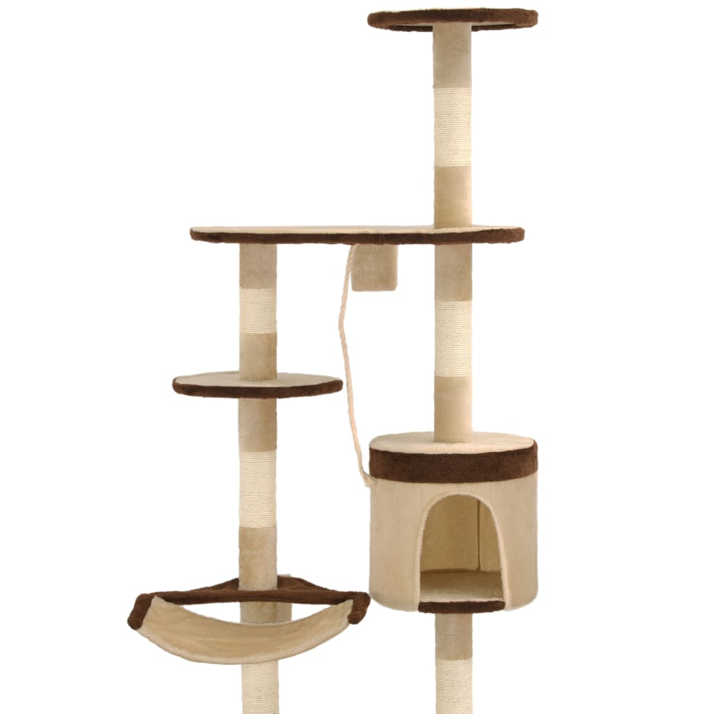 Kattenkrabpaal met krabpalen wandmontage 194 cm beige bruin is nu te koop bij PeponiXL, paradijselijk wonen!