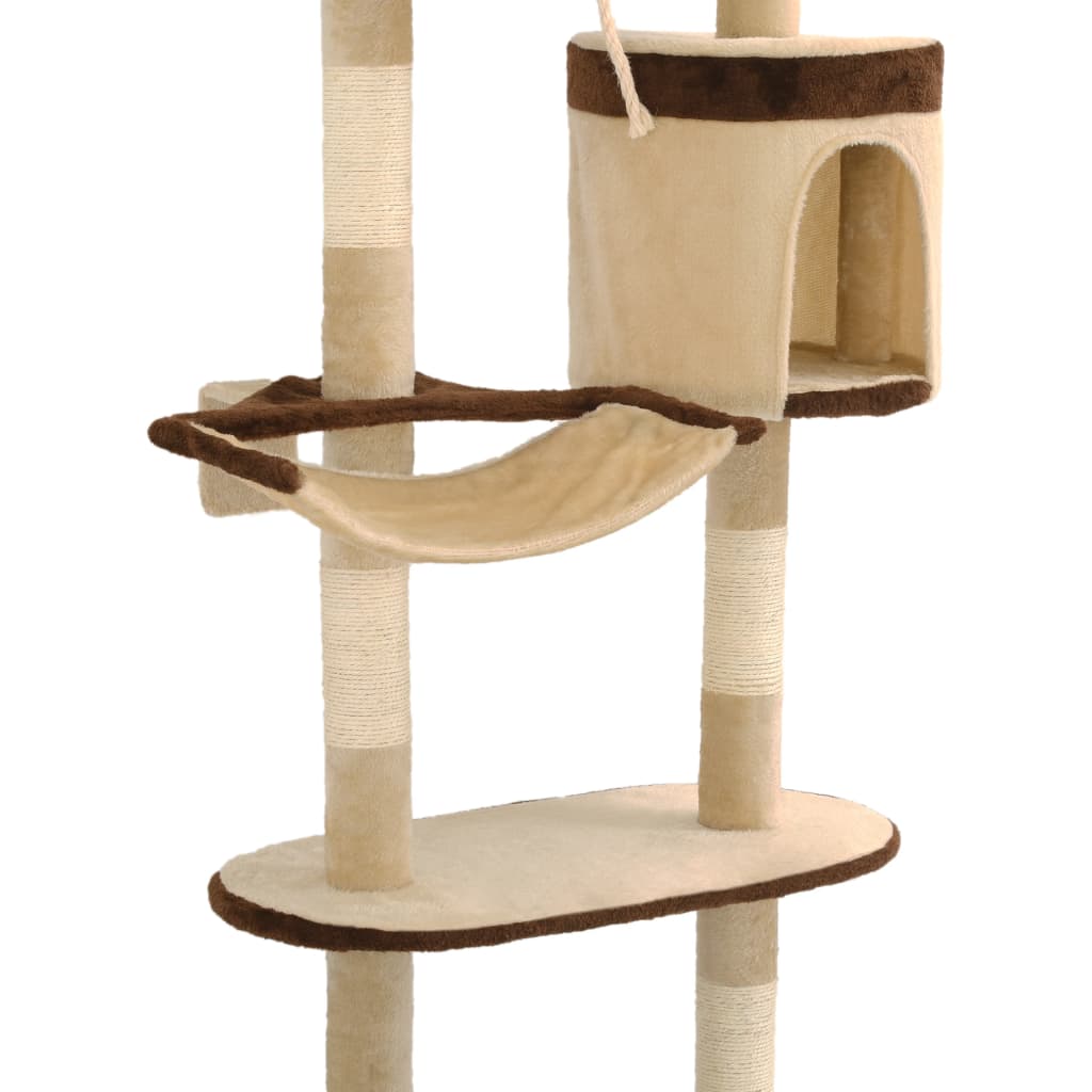 Kattenkrabpaal met krabpalen wandmontage 194 cm beige bruin is nu te koop bij PeponiXL, paradijselijk wonen!