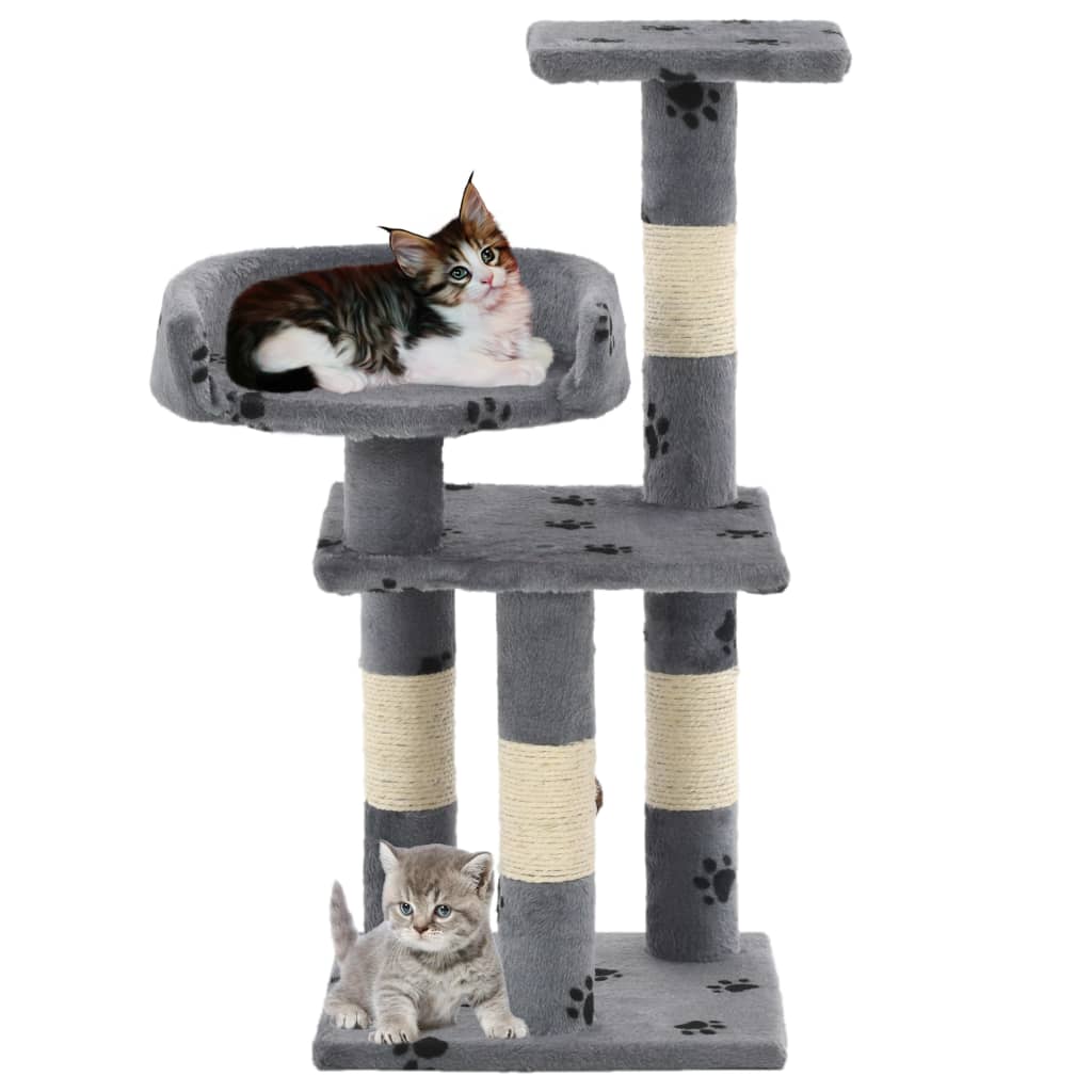 Kattenkrabpaal met sisal krabpalen 65 cm pootafdrukken grijs is nu te koop bij PeponiXL, paradijselijk wonen!