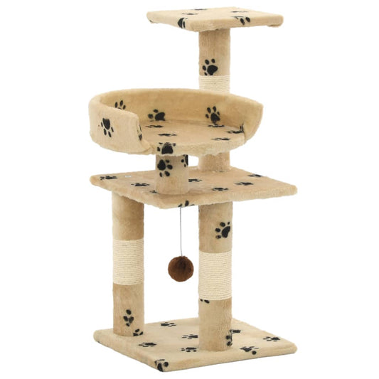 Kattenkrabpaal met sisal krabpalen 65 cm pootafdrukken beige is nu te koop bij PeponiXL, paradijselijk wonen!