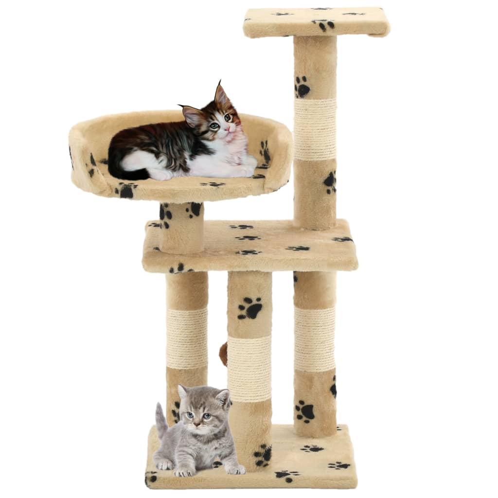 Kattenkrabpaal met sisal krabpalen 65 cm pootafdrukken beige is nu te koop bij PeponiXL, paradijselijk wonen!
