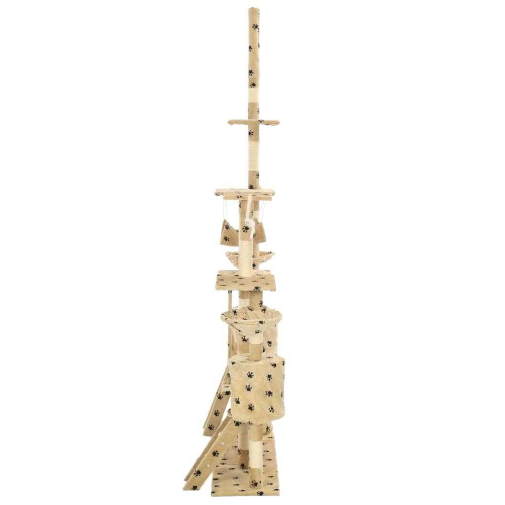 Kattenpaal met sisal krabpalen 230-250 cm pootafdrukken beige is nu te koop bij PeponiXL, paradijselijk wonen!