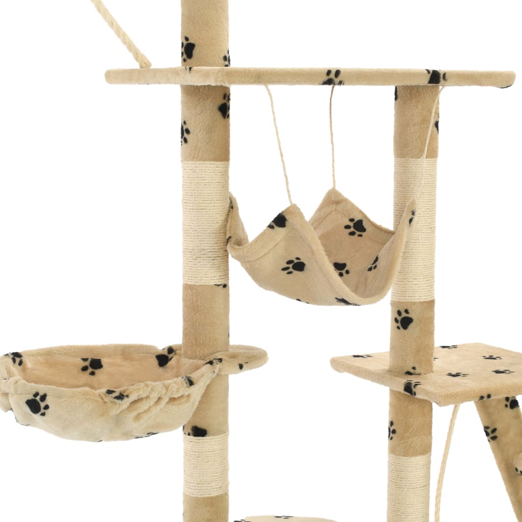 Kattenpaal met sisal krabpalen 230-250 cm pootafdrukken beige is nu te koop bij PeponiXL, paradijselijk wonen!