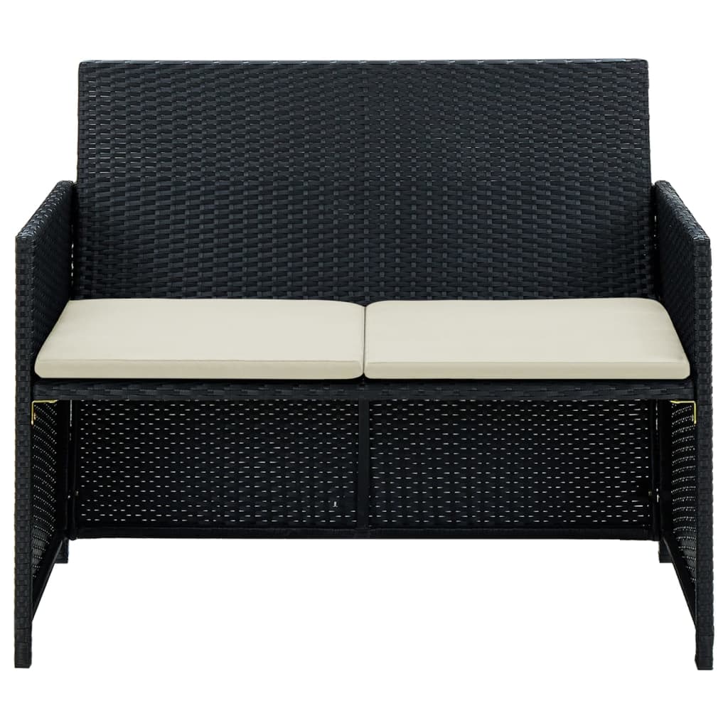 Tuinbank 2-zits met kussens poly rattan zwart is nu te koop bij PeponiXL, paradijselijk wonen!