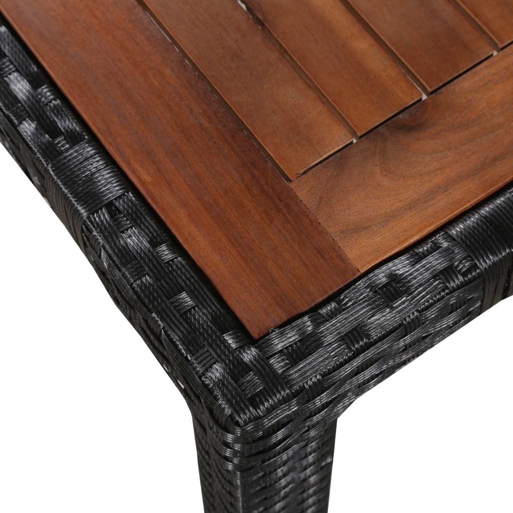 5-delige Tuinset poly rattan en acaciahout zwart is nu te koop bij PeponiXL, paradijselijk wonen!