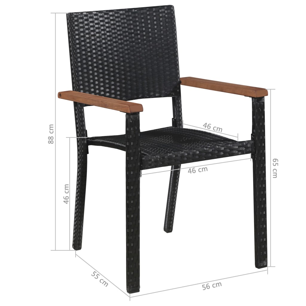 5-delige Tuinset poly rattan en acaciahout zwart is nu te koop bij PeponiXL, paradijselijk wonen!