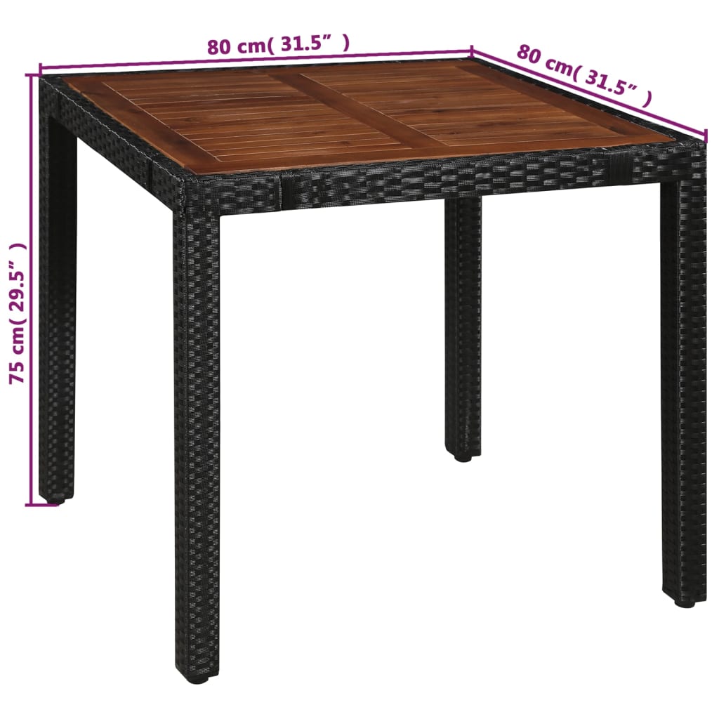 5-delige Tuinset poly rattan en acaciahout zwart is nu te koop bij PeponiXL, paradijselijk wonen!