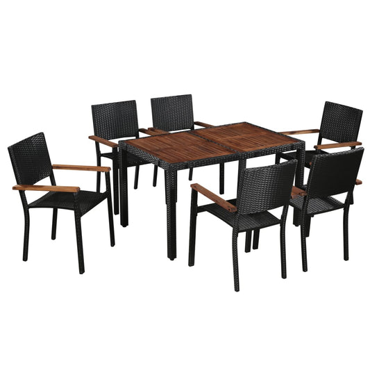 7-delige Tuinset poly rattan en acaciahout zwart is nu te koop bij PeponiXL, paradijselijk wonen!