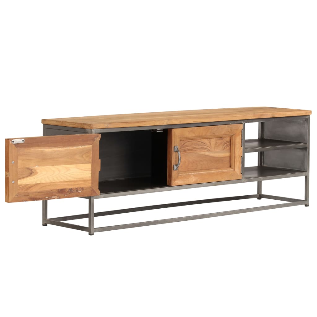 Tv-meubel 120x30x40 cm gerecycled teakhout en staal is nu te koop bij PeponiXL, paradijselijk wonen!