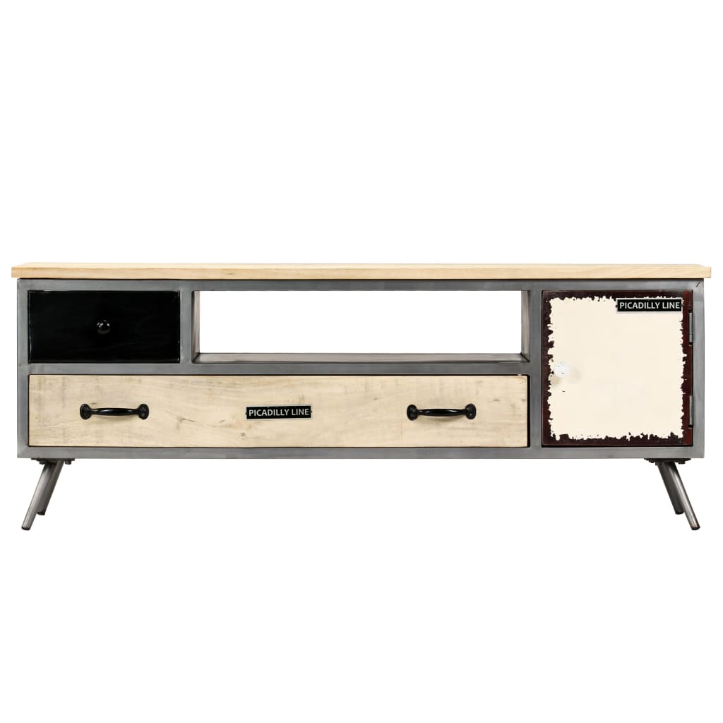 Tv-meubel 120x30x45 cm massief mangohout en staal is nu te koop bij PeponiXL, paradijselijk wonen!