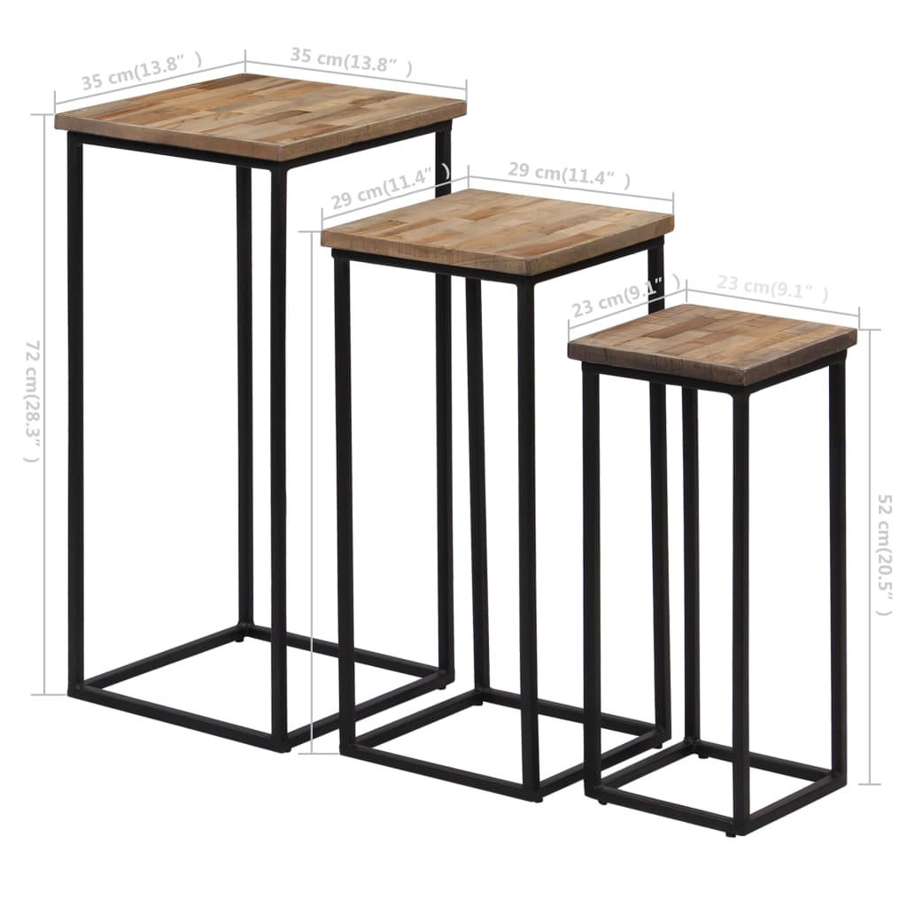 Plantentafelset gerecycled teakhout 3-delig is nu te koop bij PeponiXL, paradijselijk wonen!