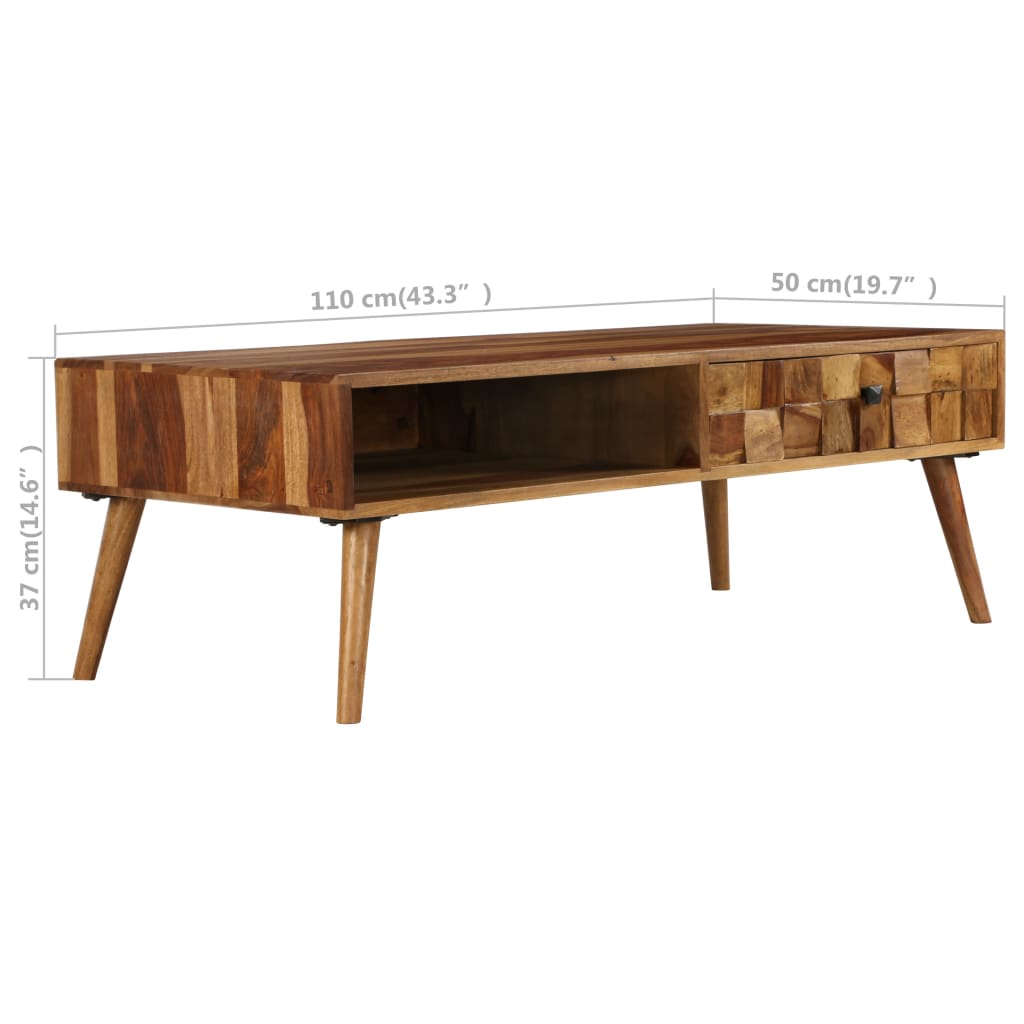 Salontafel 110x50x37 cm acaciahout met honing afwerking is nu te koop bij PeponiXL, paradijselijk wonen!