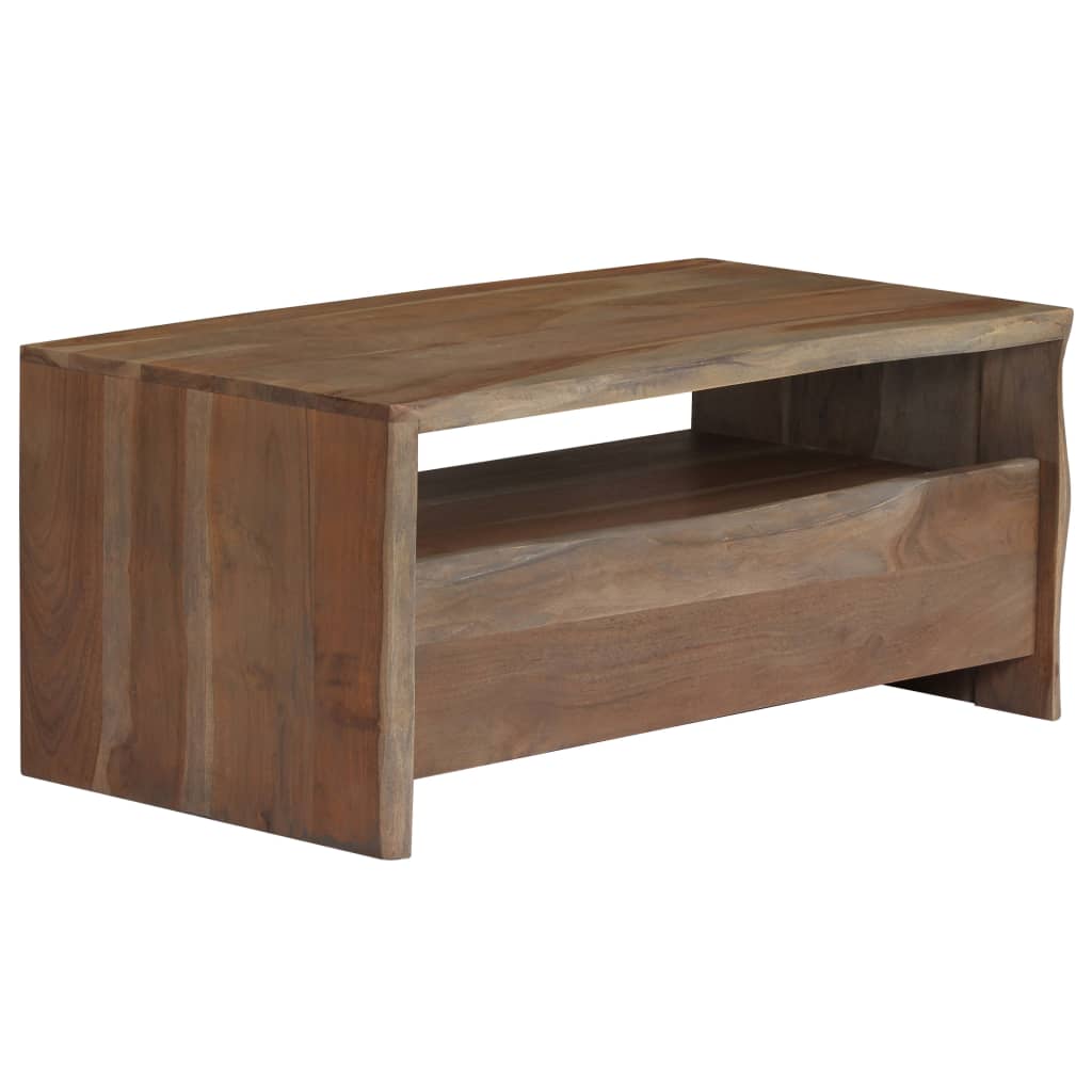 Salontafel met natuurlijke rand 90x50x40 cm acaciahout grijs is nu te koop bij PeponiXL, paradijselijk wonen!