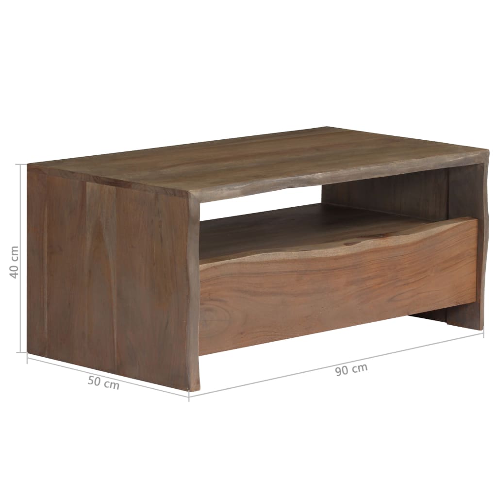 Salontafel met natuurlijke rand 90x50x40 cm acaciahout grijs is nu te koop bij PeponiXL, paradijselijk wonen!