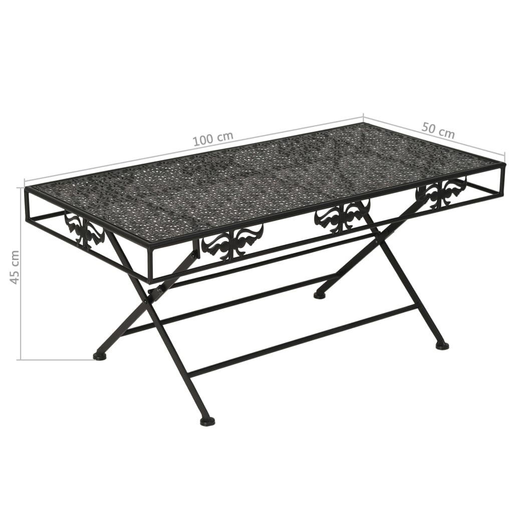 Salontafel vintage stijl inklapbaar 100x50x45 cm metaal zwart is nu te koop bij PeponiXL, paradijselijk wonen!