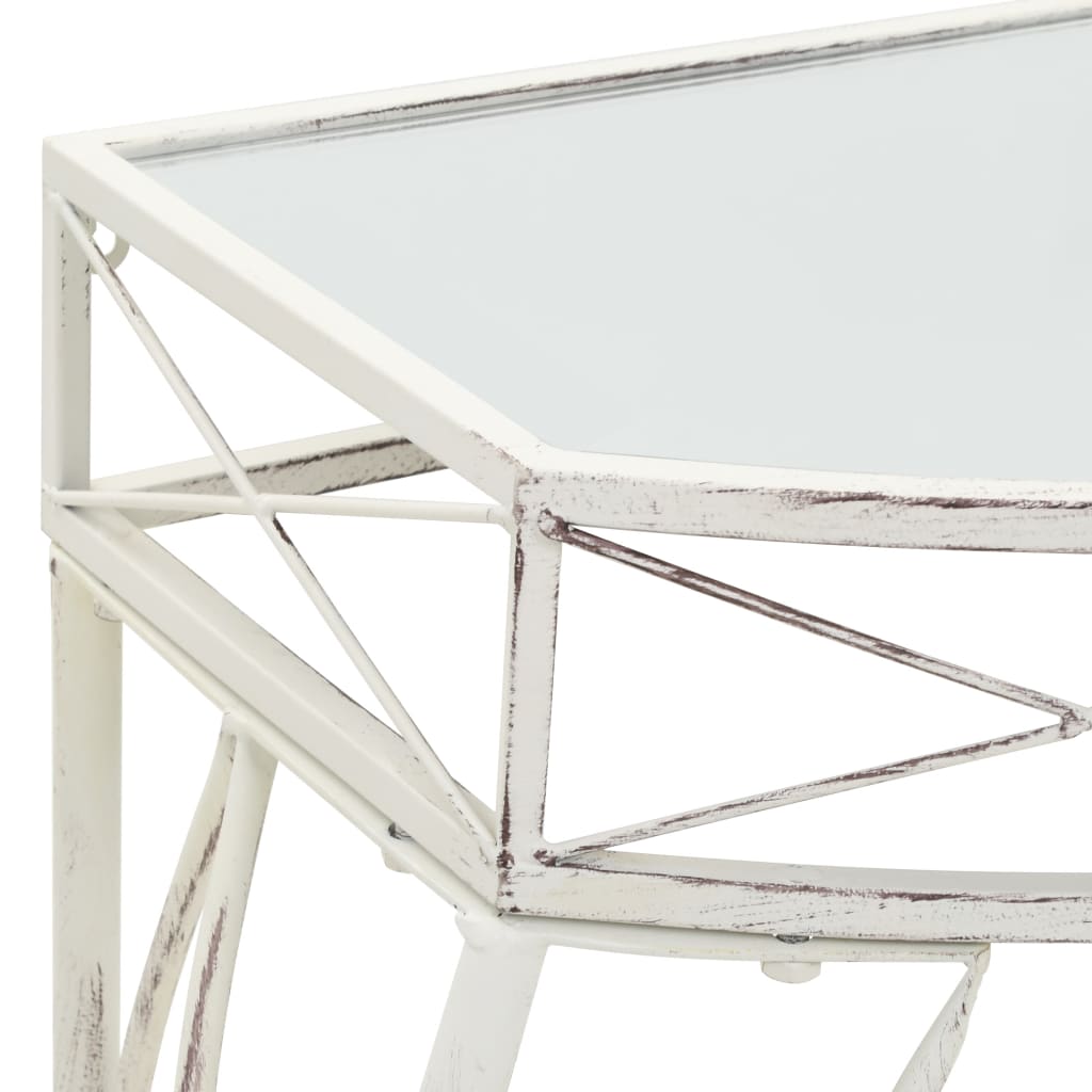 Bijzettafel Franse stijl 82x39x76 cm metaal wit is nu te koop bij PeponiXL, paradijselijk wonen!