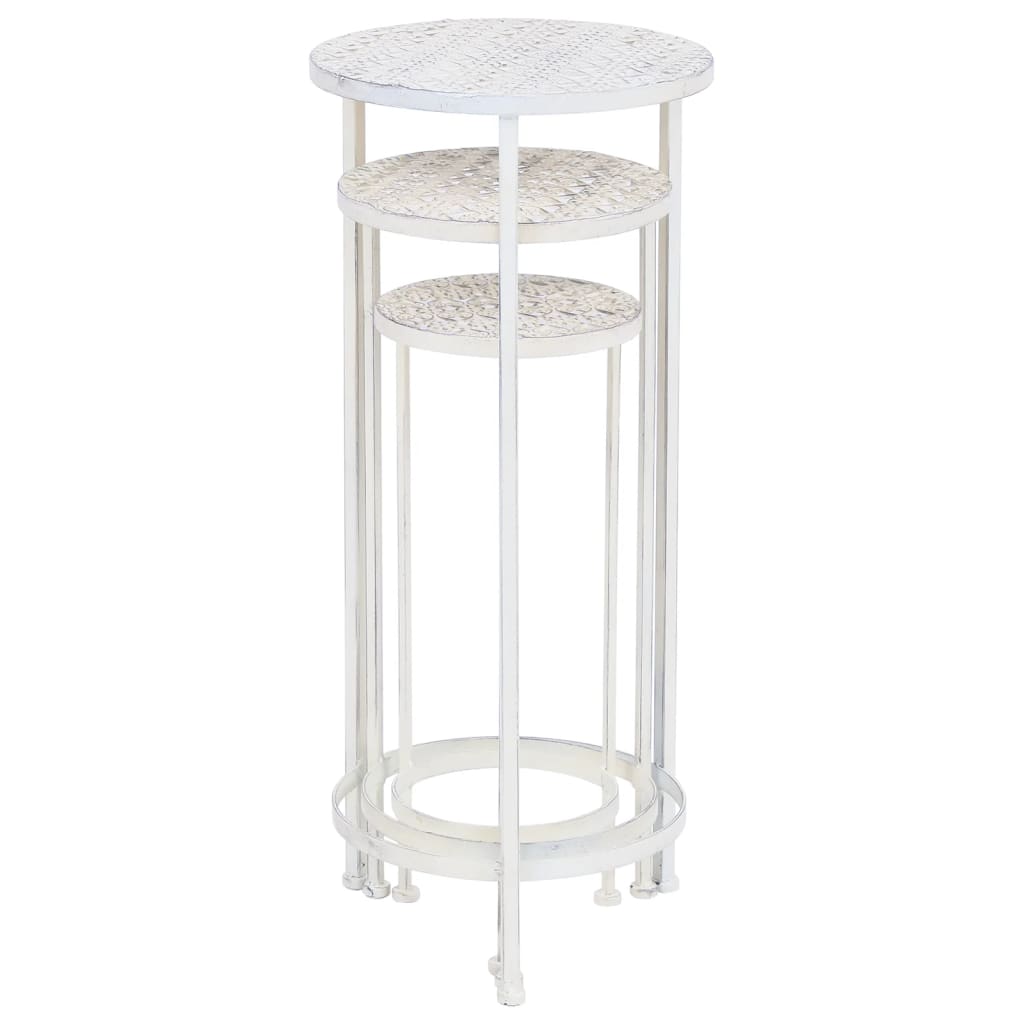 3-delige Plantenstandaardset vintage stijl metaal antiekwit is nu te koop bij PeponiXL, paradijselijk wonen!