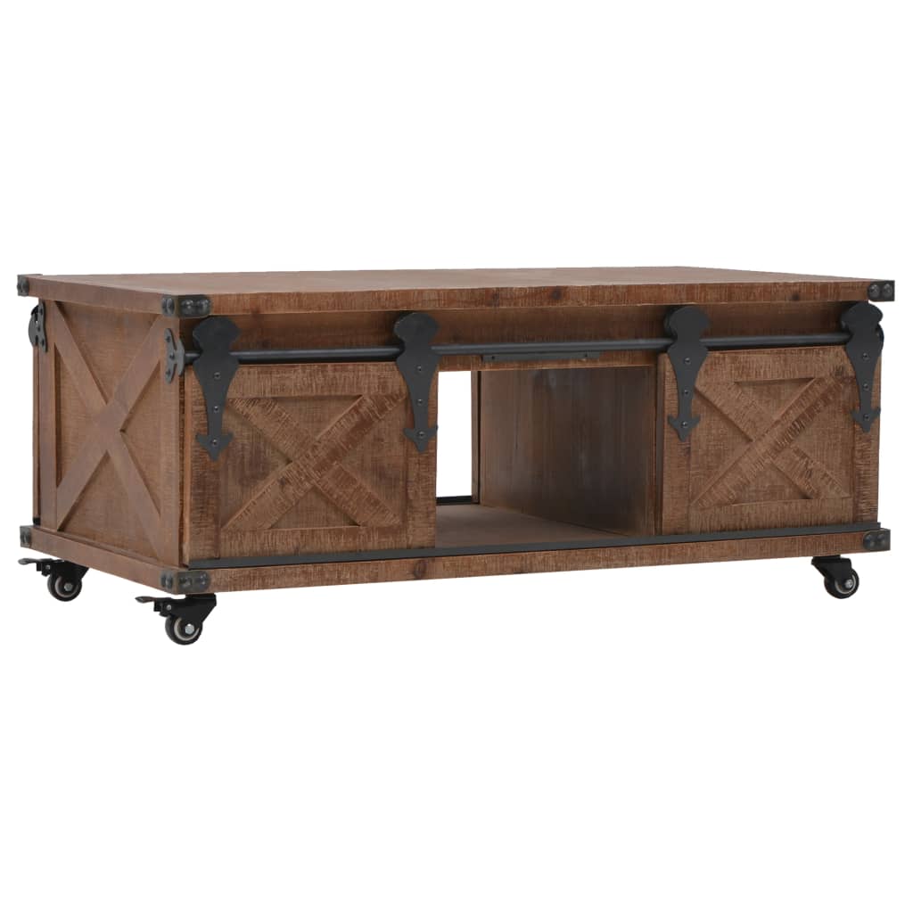 Salontafel 91x51x38 cm massief vurenhout bruin is nu te koop bij PeponiXL, paradijselijk wonen!