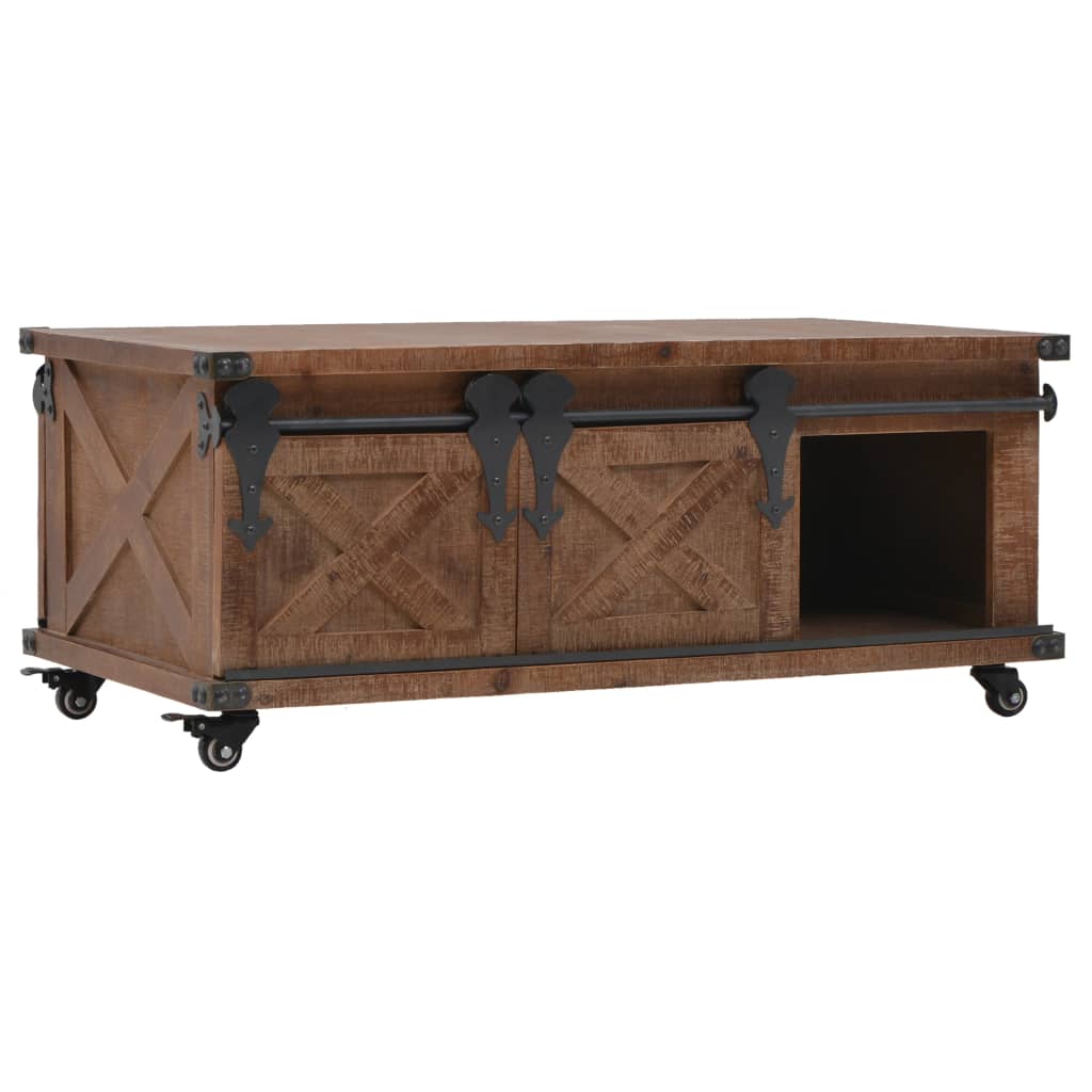 Salontafel 91x51x38 cm massief vurenhout bruin is nu te koop bij PeponiXL, paradijselijk wonen!