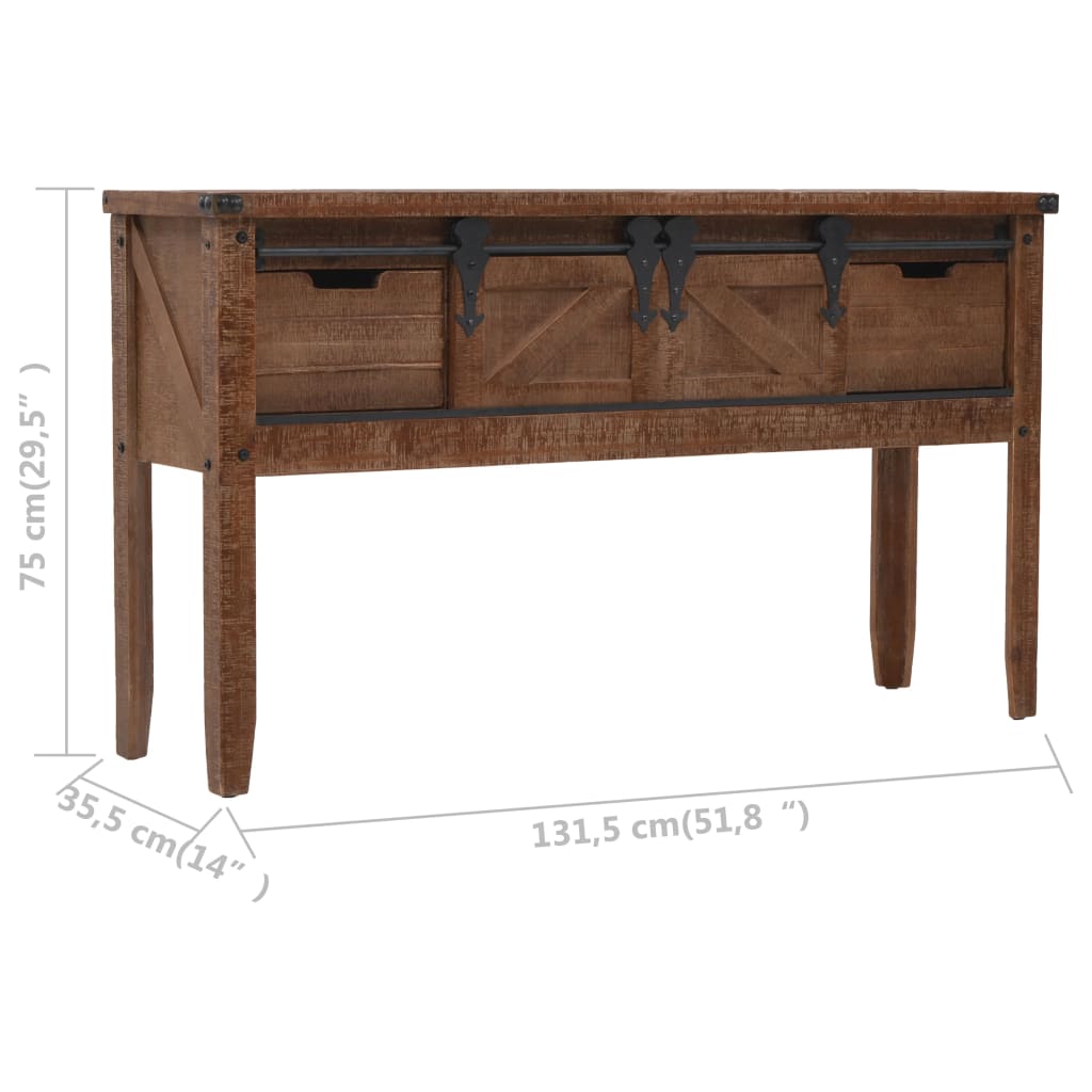 Wandtafel 131x35,5x75 cm massief vurenhout bruin is nu te koop bij PeponiXL, paradijselijk wonen!