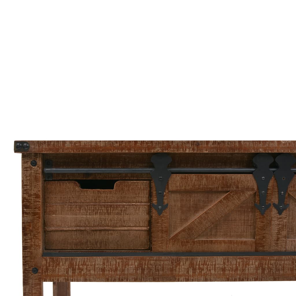 Wandtafel 131x35,5x75 cm massief vurenhout bruin is nu te koop bij PeponiXL, paradijselijk wonen!