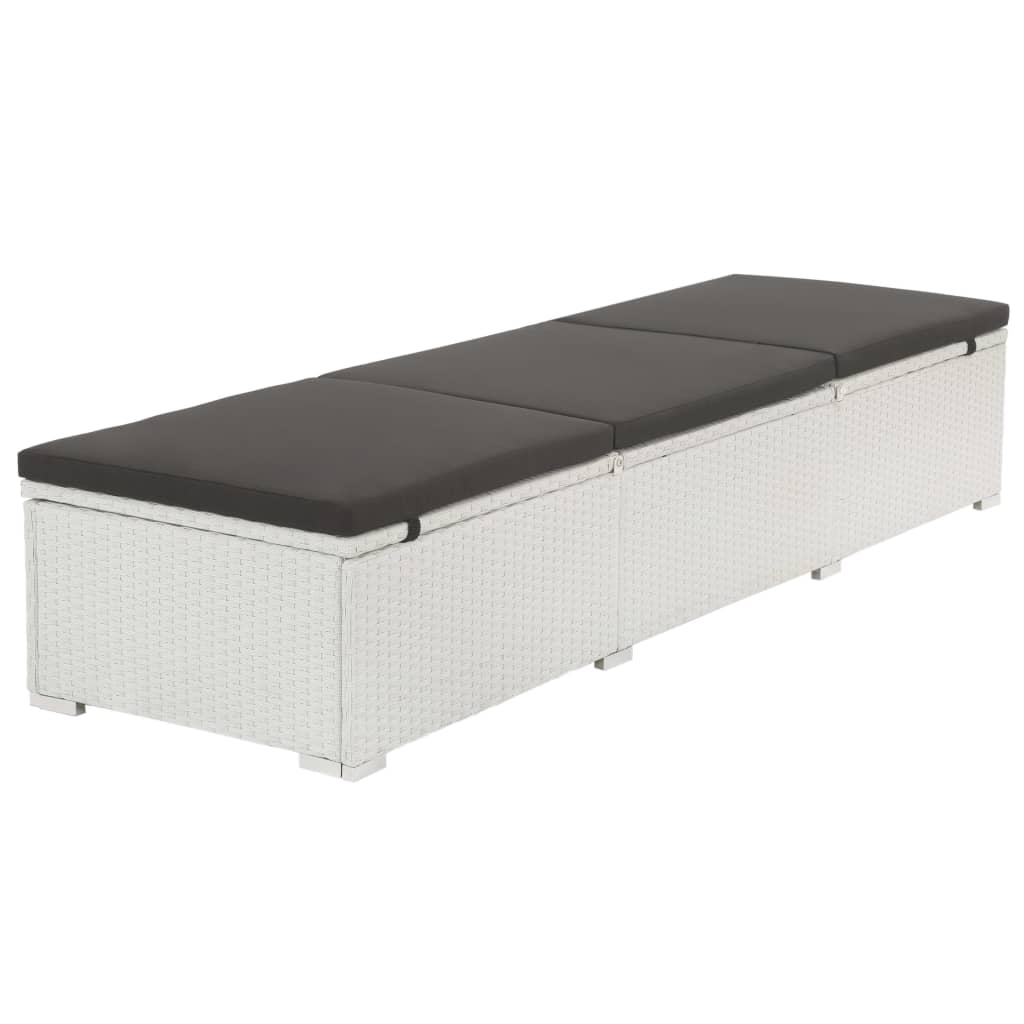 Ligbed met kussen poly rattan wit is nu te koop bij PeponiXL, paradijselijk wonen!