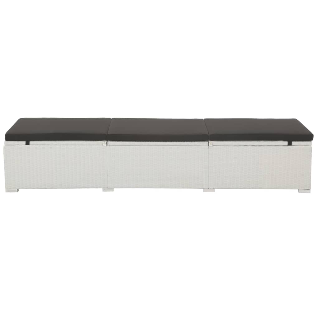 Ligbed met kussen poly rattan wit is nu te koop bij PeponiXL, paradijselijk wonen!