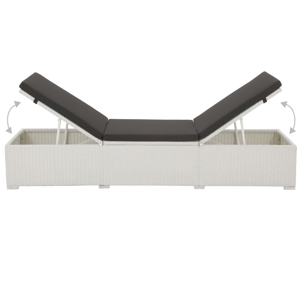 Ligbed met kussen poly rattan wit is nu te koop bij PeponiXL, paradijselijk wonen!