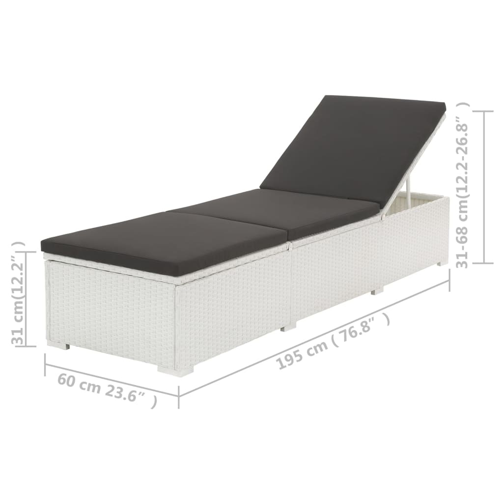 Ligbed met kussen poly rattan wit is nu te koop bij PeponiXL, paradijselijk wonen!