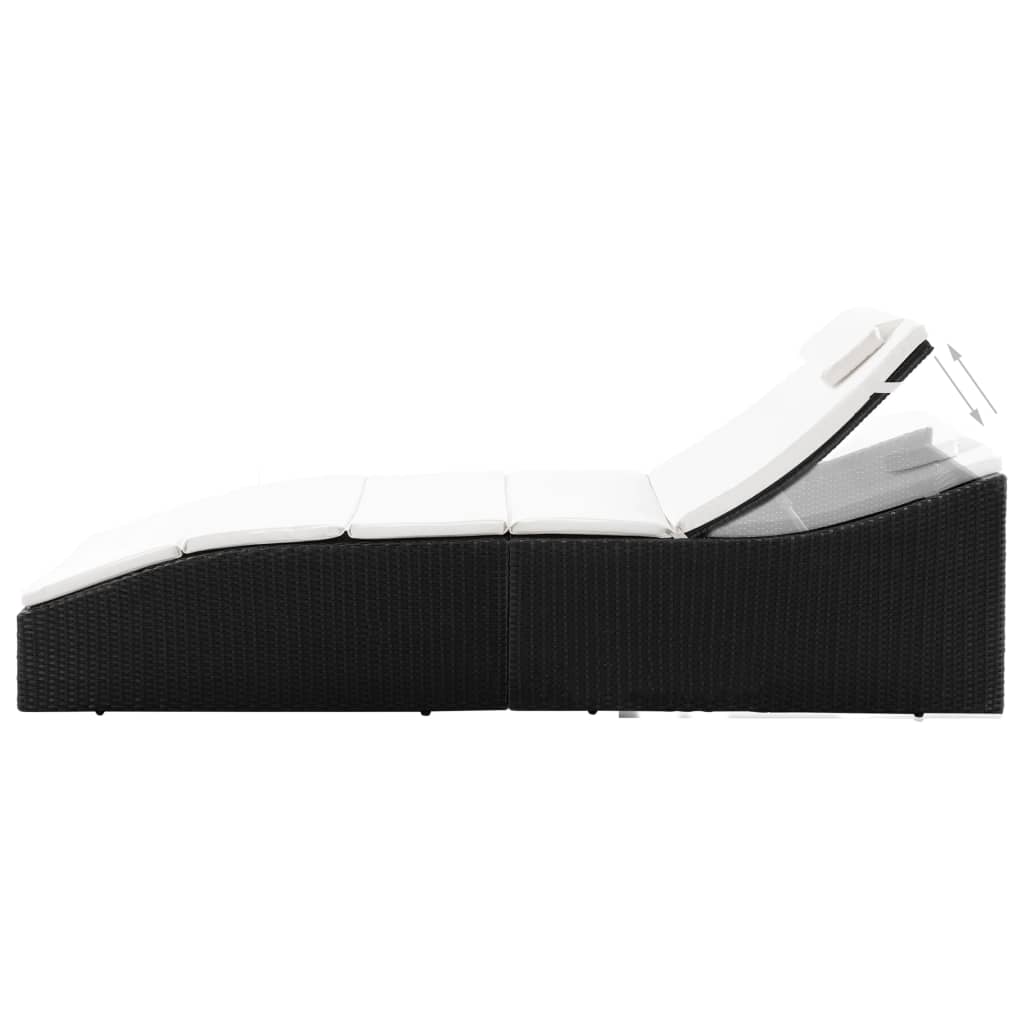 Ligbed met kussen poly rattan zwart is nu te koop bij PeponiXL, paradijselijk wonen!