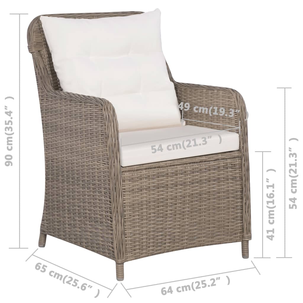 Tuinstoelen 2 st met kussens poly rattan bruin is nu te koop bij PeponiXL, paradijselijk wonen!