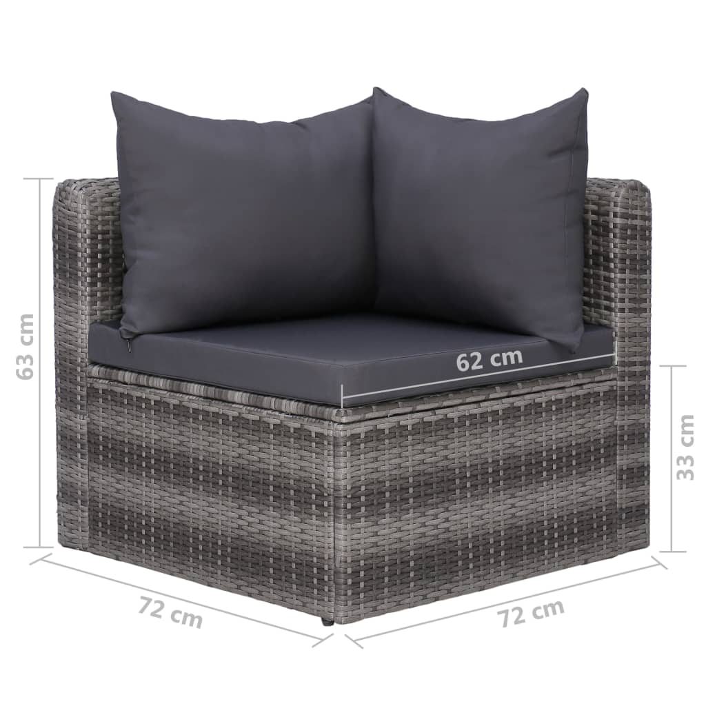 8-delige Loungeset met kussens poly rattan grijs is nu te koop bij PeponiXL, paradijselijk wonen!