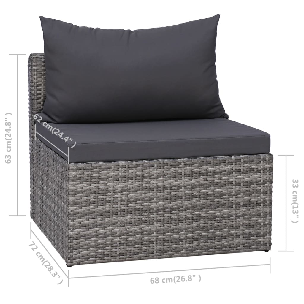 8-delige Loungeset met kussens poly rattan grijs is nu te koop bij PeponiXL, paradijselijk wonen!