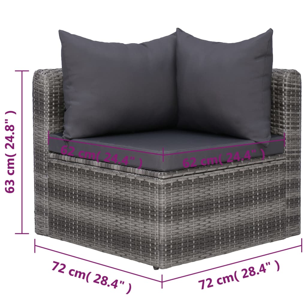 7-delige Loungeset met kussens poly rattan grijs is nu te koop bij PeponiXL, paradijselijk wonen!