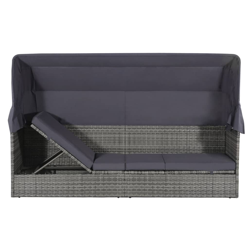 Tuinbed met luifel 205x62 cm poly rattan grijs is nu te koop bij PeponiXL, paradijselijk wonen!