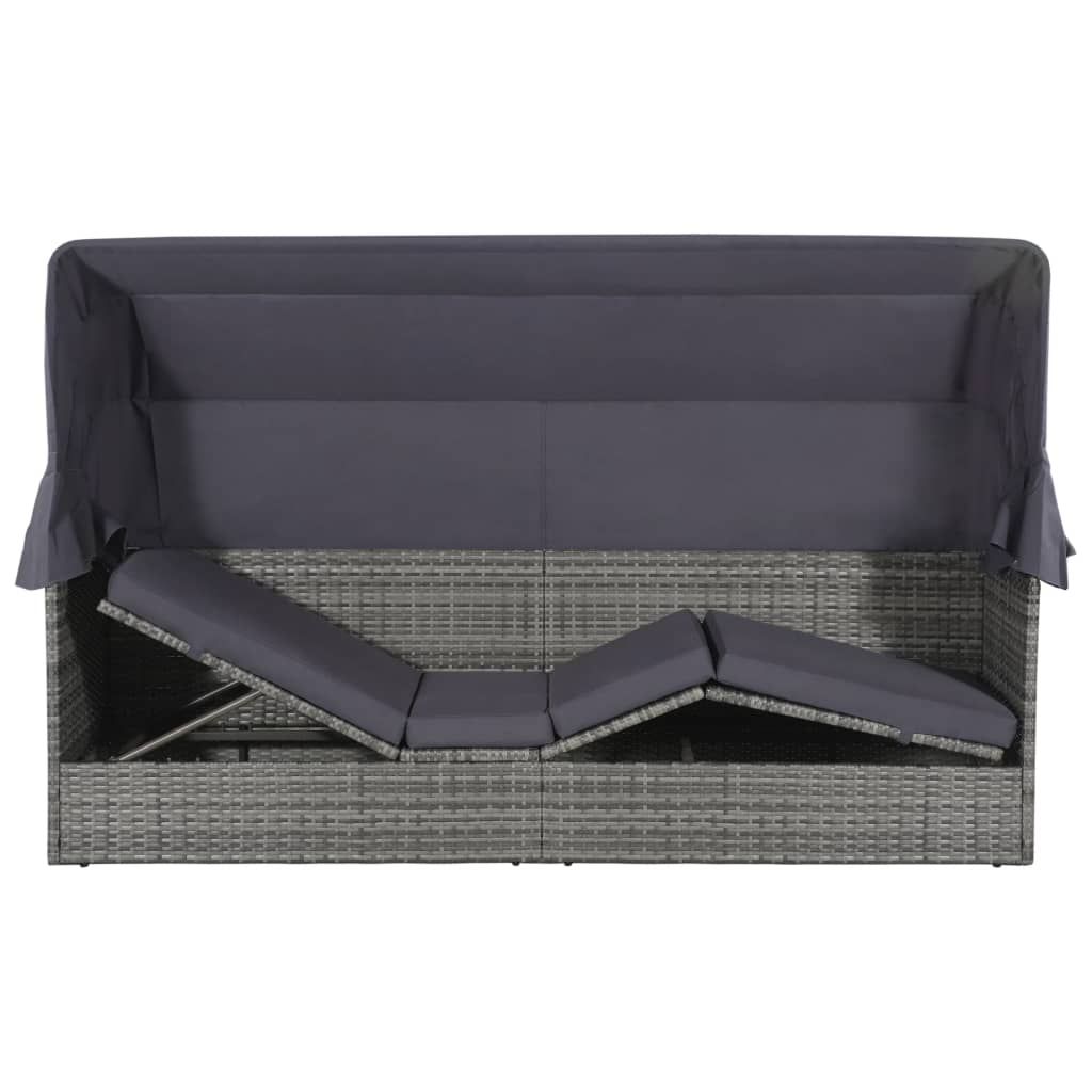 Tuinbed met luifel 205x62 cm poly rattan grijs is nu te koop bij PeponiXL, paradijselijk wonen!