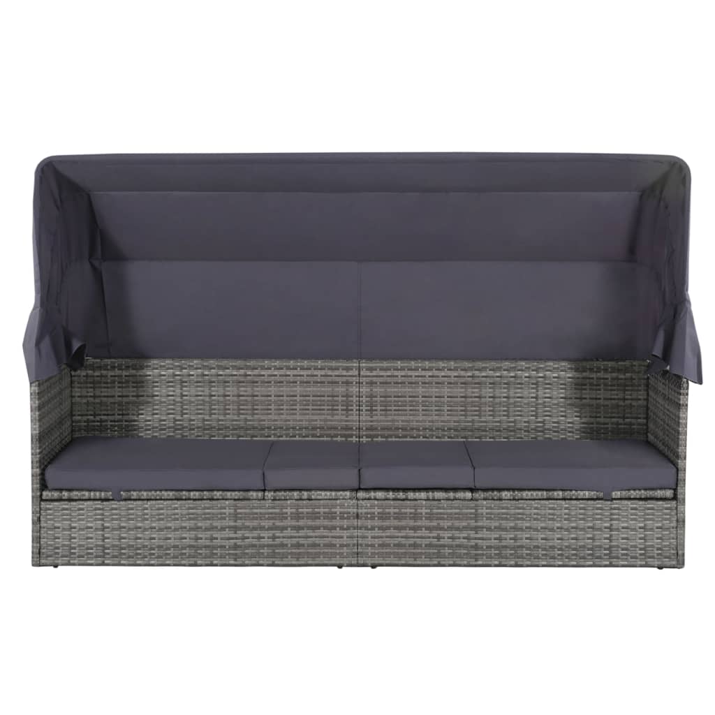 Tuinbed met luifel 205x62 cm poly rattan grijs is nu te koop bij PeponiXL, paradijselijk wonen!