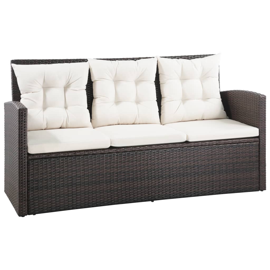 5-delige Loungeset met kussens poly rattan bruin is nu te koop bij PeponiXL, paradijselijk wonen!