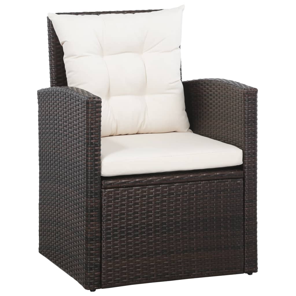 5-delige Loungeset met kussens poly rattan bruin is nu te koop bij PeponiXL, paradijselijk wonen!