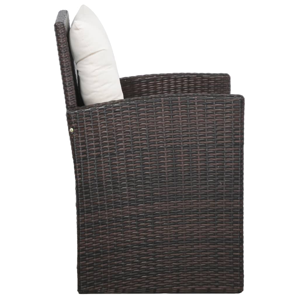 5-delige Loungeset met kussens poly rattan bruin is nu te koop bij PeponiXL, paradijselijk wonen!