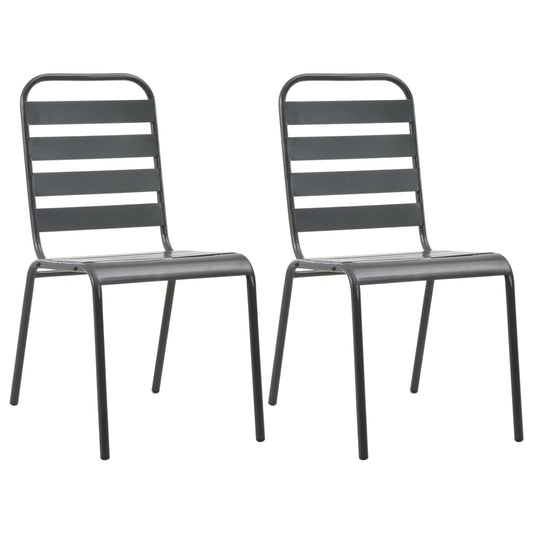 Tuinstoelen stapelbaar 2 st staal grijs is nu te koop bij PeponiXL, paradijselijk wonen!