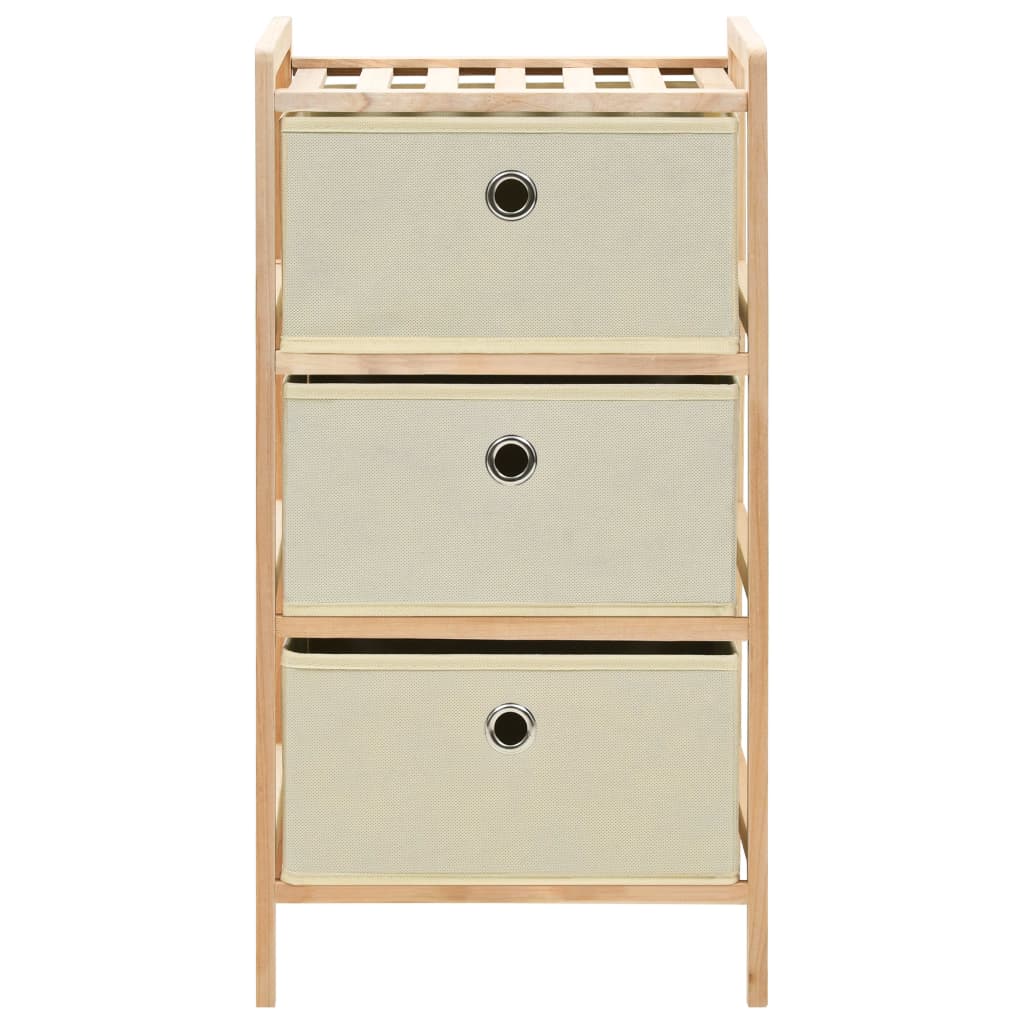 Opbergmeubel met 3 stoffen manden cederhout beige is nu te koop bij PeponiXL, paradijselijk wonen!
