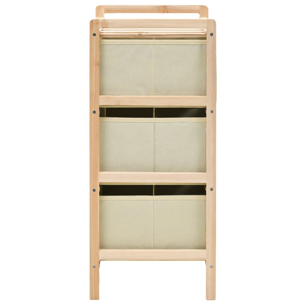 Opbergmeubel met 3 stoffen manden cederhout beige is nu te koop bij PeponiXL, paradijselijk wonen!