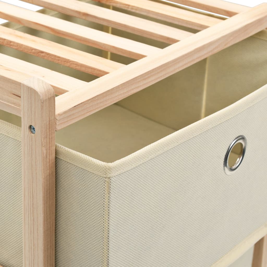 Opbergmeubel met 3 stoffen manden cederhout beige is nu te koop bij PeponiXL, paradijselijk wonen!
