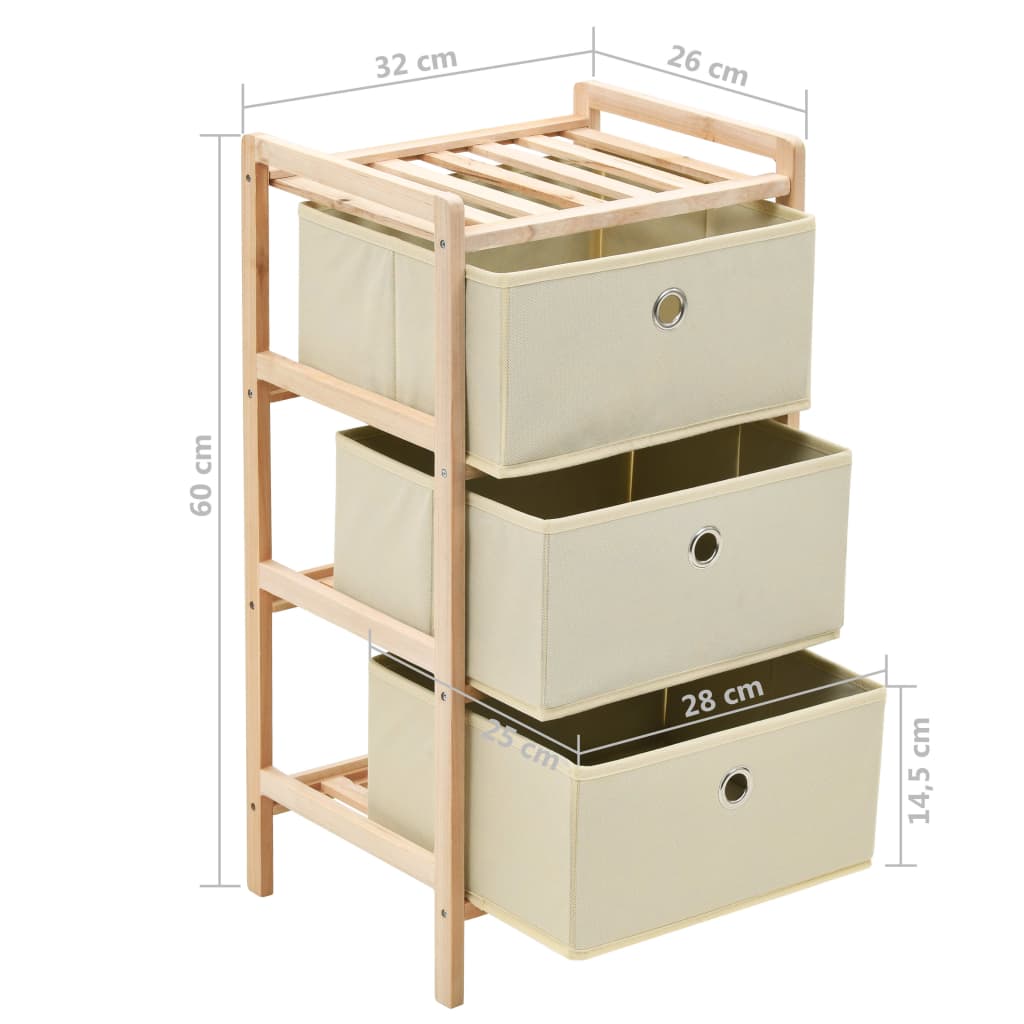 Opbergmeubel met 3 stoffen manden cederhout beige is nu te koop bij PeponiXL, paradijselijk wonen!