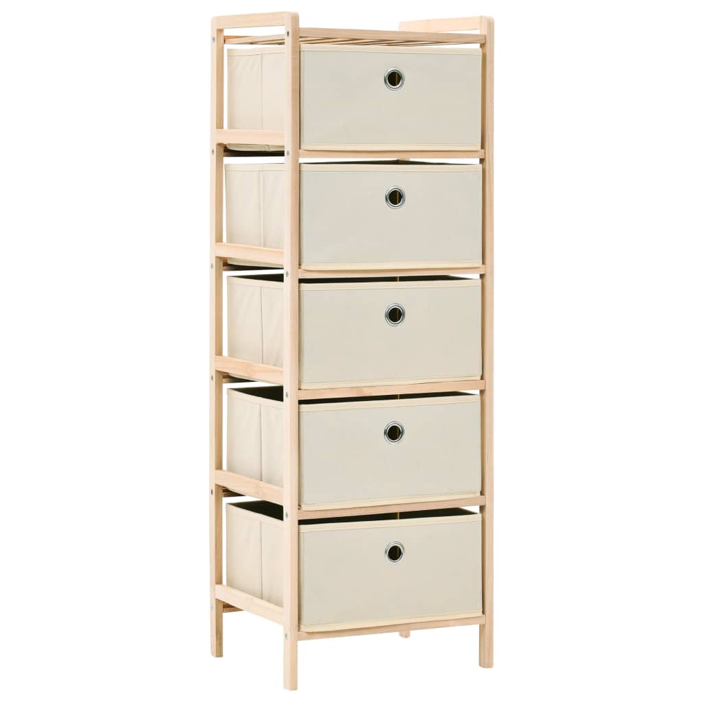 Opbergmeubel met 5 stoffen manden cederhout beige is nu te koop bij PeponiXL, paradijselijk wonen!