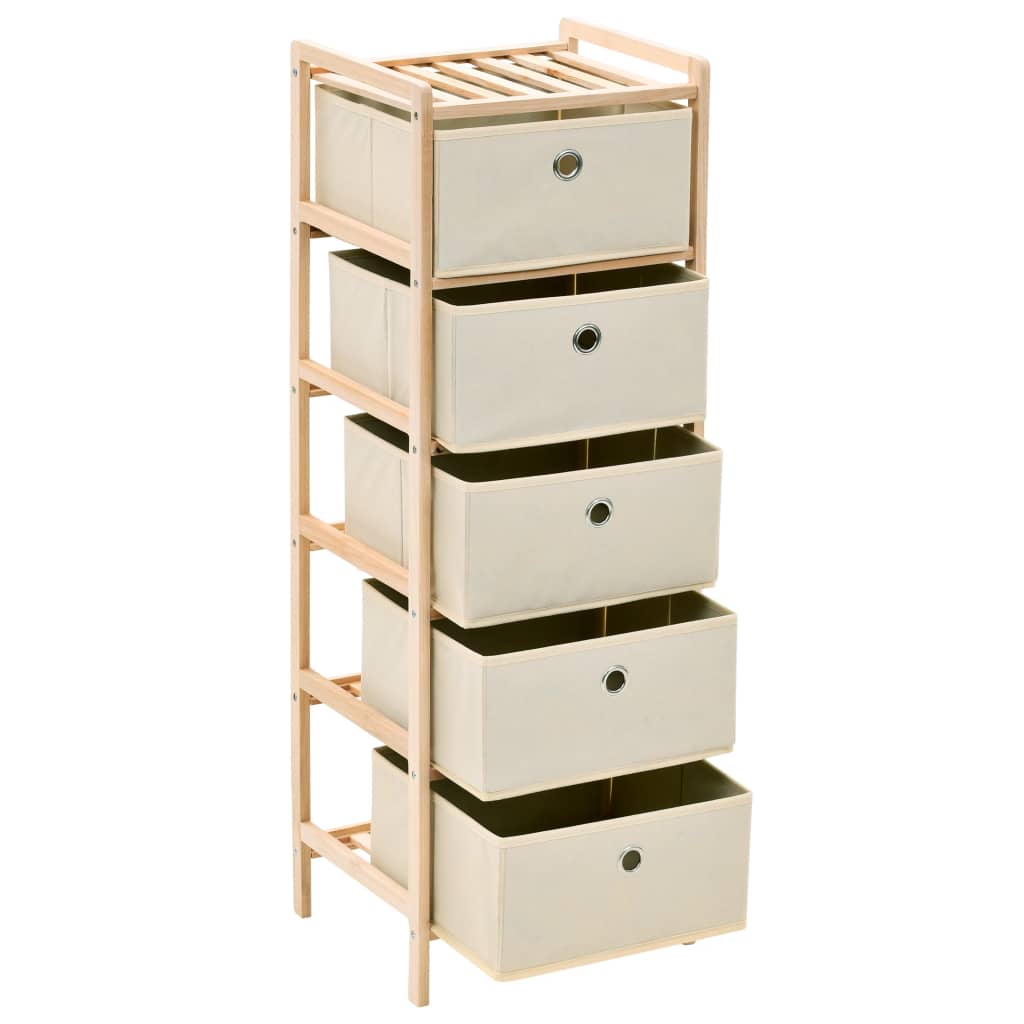 Opbergmeubel met 5 stoffen manden cederhout beige is nu te koop bij PeponiXL, paradijselijk wonen!