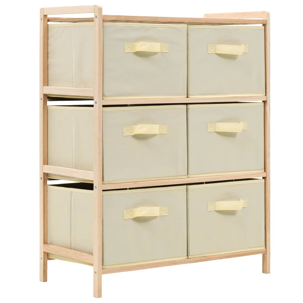 Opbergmeubel met 6 stoffen manden cederhout beige is nu te koop bij PeponiXL, paradijselijk wonen!