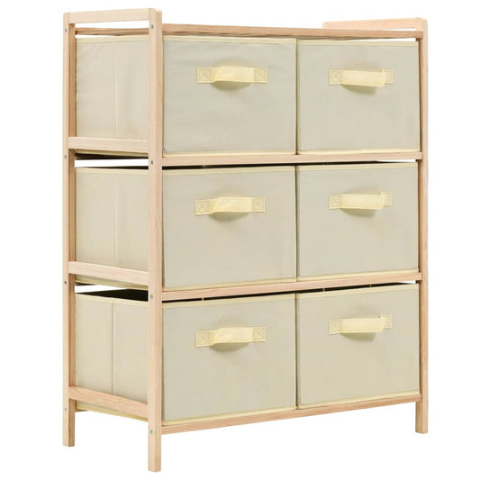 Opbergmeubel met 6 stoffen manden cederhout beige is nu te koop bij PeponiXL, paradijselijk wonen!